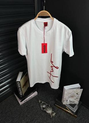 Летняя мужская белая футболка hugo boss