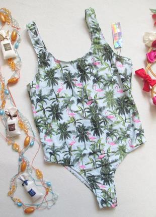 Классный слитный купальник принт пальми и фламинго primark 🌹🌴🌹
