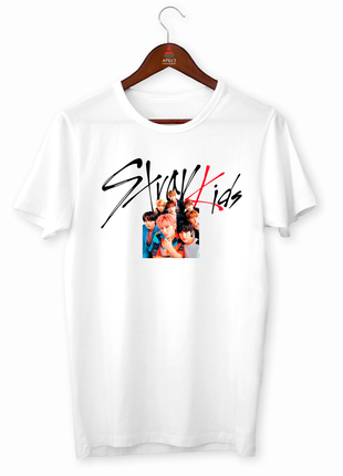 Футболка з принтом «група stray kids. фелікс, чанбін, лі но, хан, сінмін, айєн, бан чан»