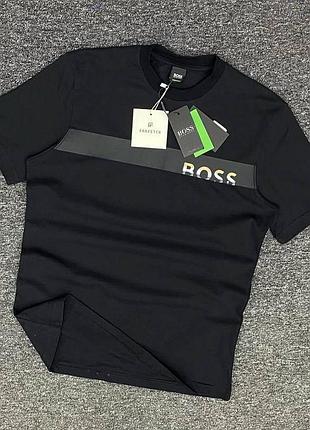 Летняя мужская футболка черная hugo boss