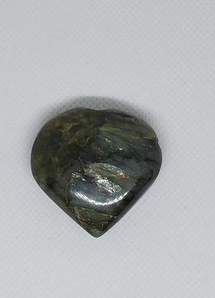 Лабрадор кабашон камінь серце без оправи 40*40*15 мм. натуральний лабрадор індія1 фото