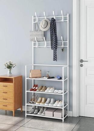 Универсальная вешалка для одежды new simple floor clothes rack size 60x29.5x151 см (белый)1 фото