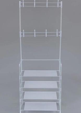 Универсальная вешалка для одежды new simple floor clothes rack size 60x29.5x151 см (белый)6 фото