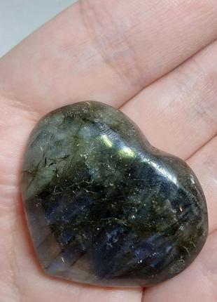 Лабрадор кабошон камень сердце без оправы 35*41*13 мм. натуральный лабрадор индия4 фото