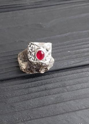 Гранат кольцо с камнем гранат серебро. кольцо с гранатом размер 17р. индия.3 фото