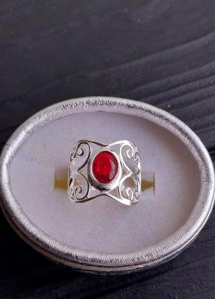Гранат кольцо с камнем гранат серебро. кольцо с гранатом размер 17р. индия.4 фото