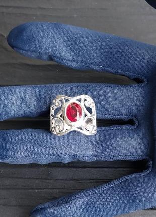 Гранат кольцо с камнем гранат серебро. кольцо с гранатом размер 17р. индия.10 фото