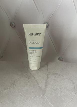 Увлажняющий крем для лица christina elastin collagen azulene moisture cream with vitamins a, e & ha, для нормальной кожи, 60 мл1 фото