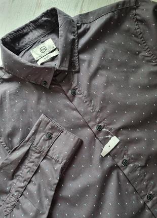 Нова сіра брендова топова базова чоловіча бавовняна сорочка в дрібний малюнок c&a m м
