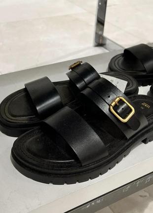 Шлёпки шлёпанцы сандали босоножки кожаные zara
