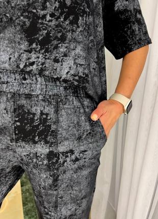 Жіночий літній прогулянковий зручний костюм варенка варьонка футболка і широкі штани літо