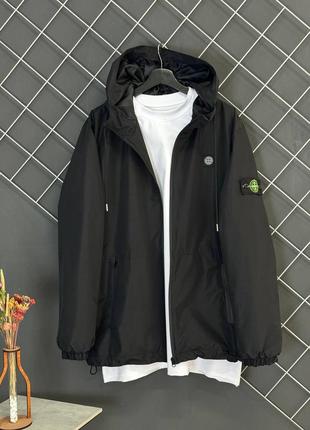 Вітровка чоловіча куртка вітрівка в стилі stone island чорна топ якість