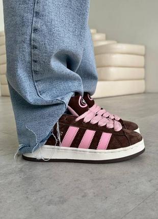 Жіночі кросівки adidas campus brown pink6 фото