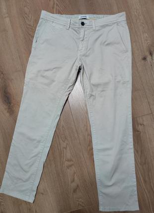 Брюки штани чоловічі бежеві прямі regular fit casual manguun man, розмір l