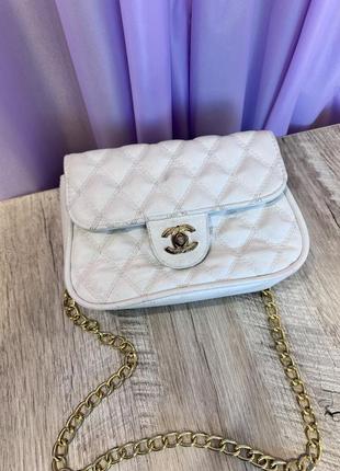 Біла класична сумка крос боді chanel