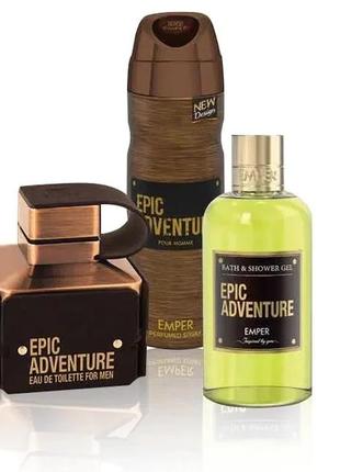 Подарунковий набір чоловічий emper epic adventure (edt/100ml + deo/200ml + sh/gel/250ml)2 фото