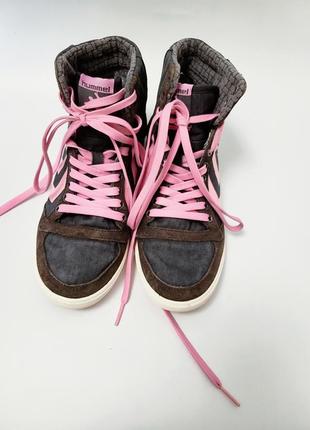 Женские джинсовые с розовыми вставками кеды от бренда hummel2 фото