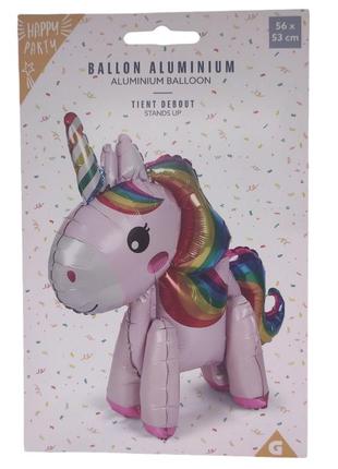 Воздушный фольгированный шар happy party ballon aluminum единорог 56х53 см (117038)