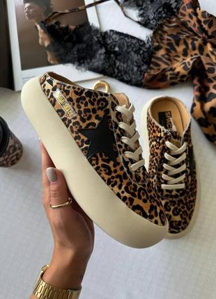 Премиальные текстильные кеды у леопардовый принт golden goose