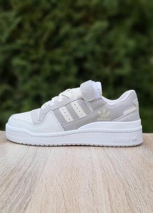 Жіночі шкіряні кросівки adidas forum 84 low white grey адідас форум низькі2 фото