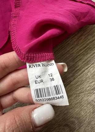 Стильна сатинова сукня фуксія асиметрична на одне плече river island 38/м6 фото