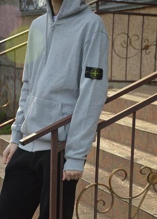 Оригінал, stone island олімпійка зіп худі сірий3 фото