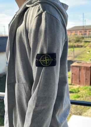 Оригінал, stone island олімпійка зіп худі сірий4 фото