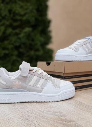 Жіночі шкіряні кросівки adidas forum 84 low white grey адідас форум низькі3 фото