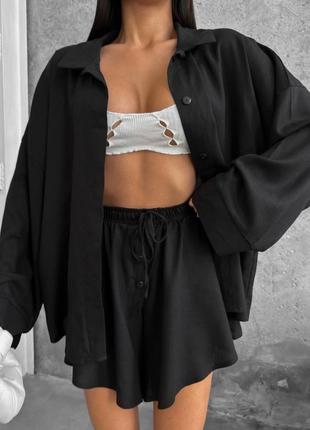 Костюм лён рубашка оверсайз и шорты