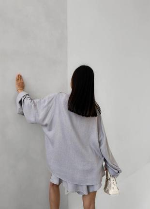 Костюм лён рубашка оверсайз и шорты