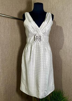 Шовкова сукня в горох з квіткою 🪭 j crew 🪭 розмір 8 s/m