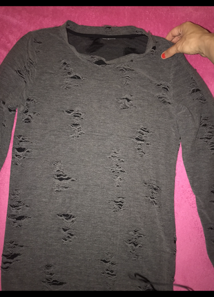 Лонгслів 😎 в стилі zara staff balenciaga рвана кофта з дирками