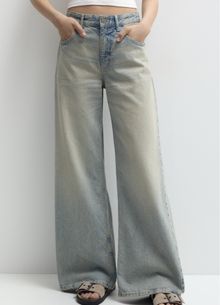 Трендові широкі випрані джинси baggy з середньою посадкою