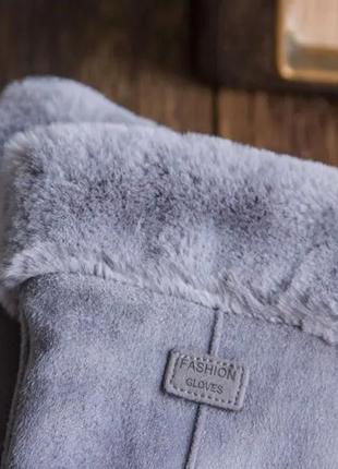 Теплые зимние перчатки женские приятные на ощупь женские рукавицы fashion gloves gray