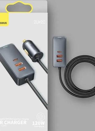 Автомобільний зарядний baseus 120w share together pps 3u+1c ccbt-b0g ccbx-120u3 black