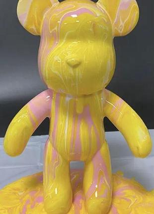 Флюїдне ведмежатко fluid bear bearbrick, 23 см, з фарбами yellow4 фото