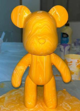 Флюїдне ведмежатко fluid bear bearbrick, 23 см, з фарбами yellow1 фото