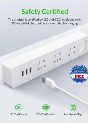 Удлинитель orico xcs-3a3u power strip 1.5 м white