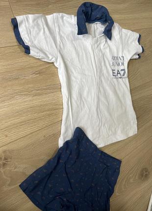 Новий легкий 3т 2т літній костюм шорти поло футболка ea7 emporio armani3 фото