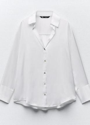 Шикарная атласная рубашка от zara размер s