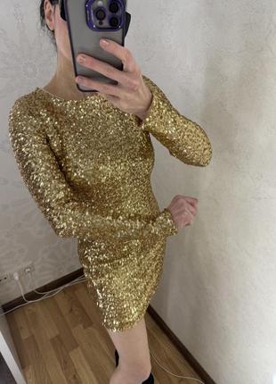 Платье золотая паетка1 фото