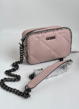 Сумка guess оригинал / пудровая розовая кросс боди сумочка летняя