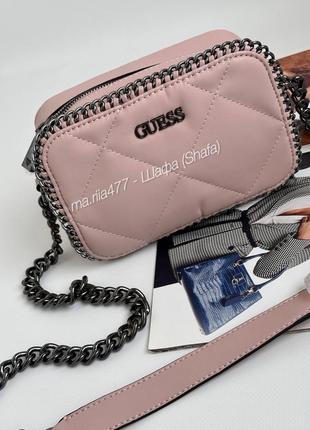 Сумка guess оригинал / пудровая розовая кросс боди сумочка летняя
