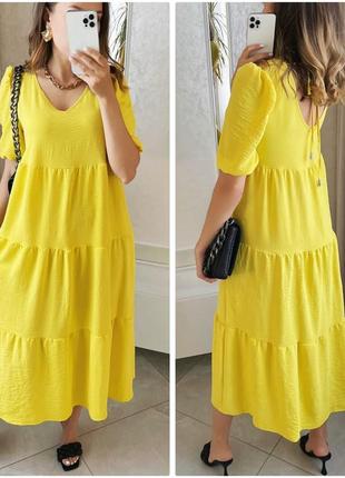 Сукня довга короткий рукав волани вільного крою  американський креп жатка