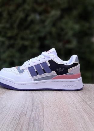 Жіночі шкіряні кросівки adidas forum exhibit low кольорові3 фото