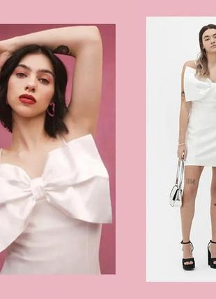 Сукня коротка біла з бантом, розмір 56