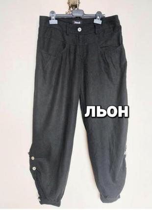 Черные льняные брюки,брюки,бохо2 фото