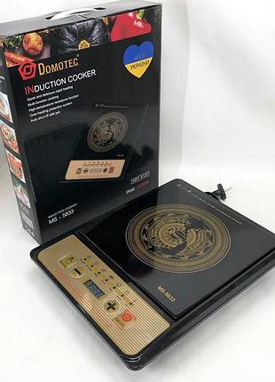 Настільна плита domotec ms-5833 однокомфортна індукційна, електроплита 2000 вт, плита домашня