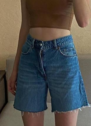 Джинсовые шорты мом бермуды 25р zara