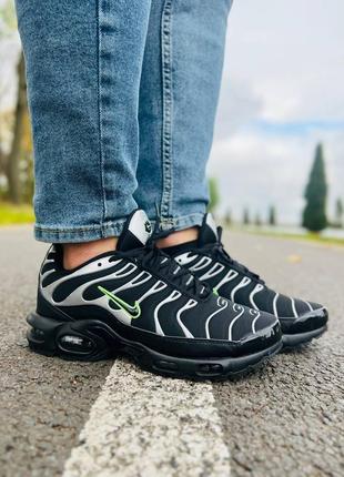 Мужские кроссовки nike air max tn black silver green1 фото